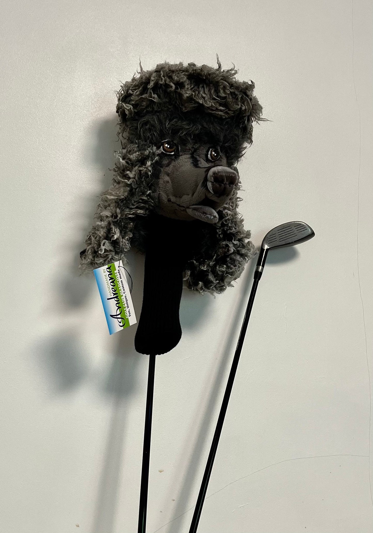 Custom Poodle Golf Club Headcover, Handcrafted Dog Portrait Driver Cover