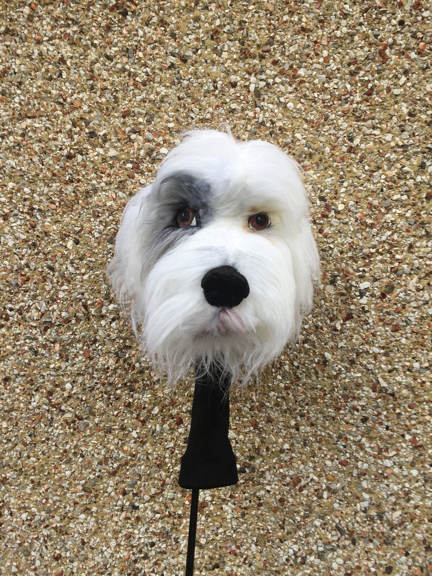 Custom Old English Sheepdog Golf Headcover – Handmade Dog Golf Club Cover from Your Pet Photo
