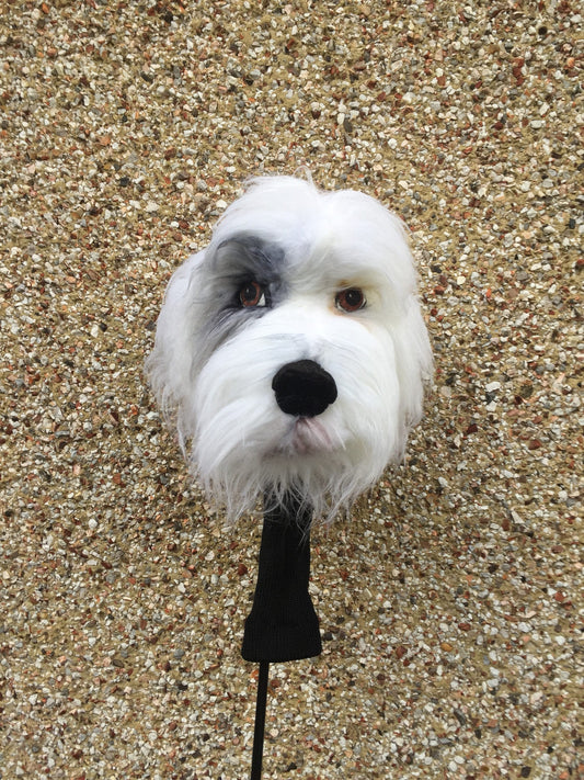 Custom Old English Sheepdog Golf Headcover – Handmade Dog Golf Club Cover from Your Pet Photo