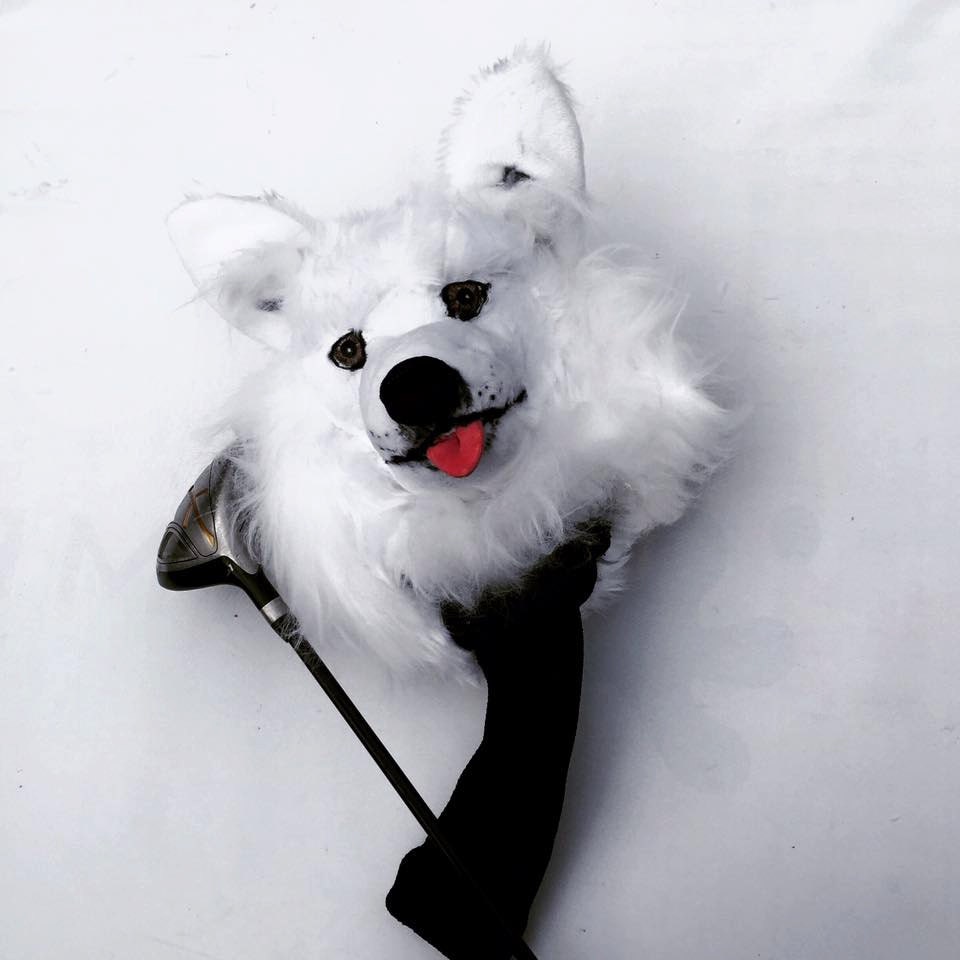 Custom dog Portrait Golf Club Headcover-Samoyed, Golf Gift for Dad