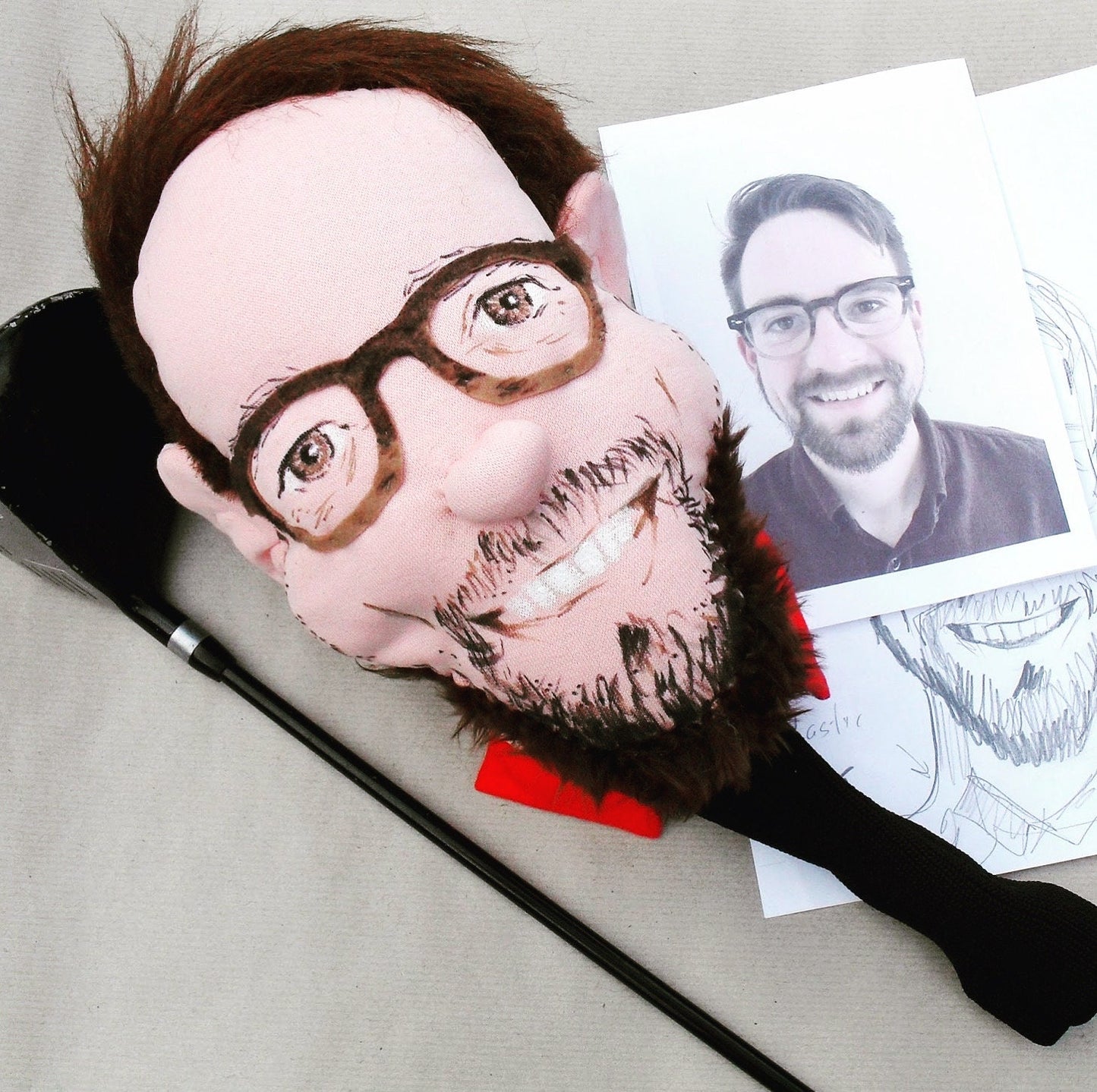 Custom Portrait Caricature Golf Club Headcover: Personalized Golfer Gift