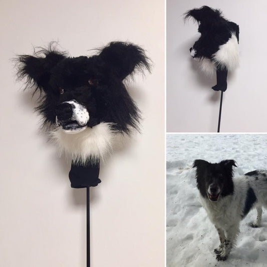 Custom Border Collie Golf Headcover – Personalized Pet Portrait Golf Gift