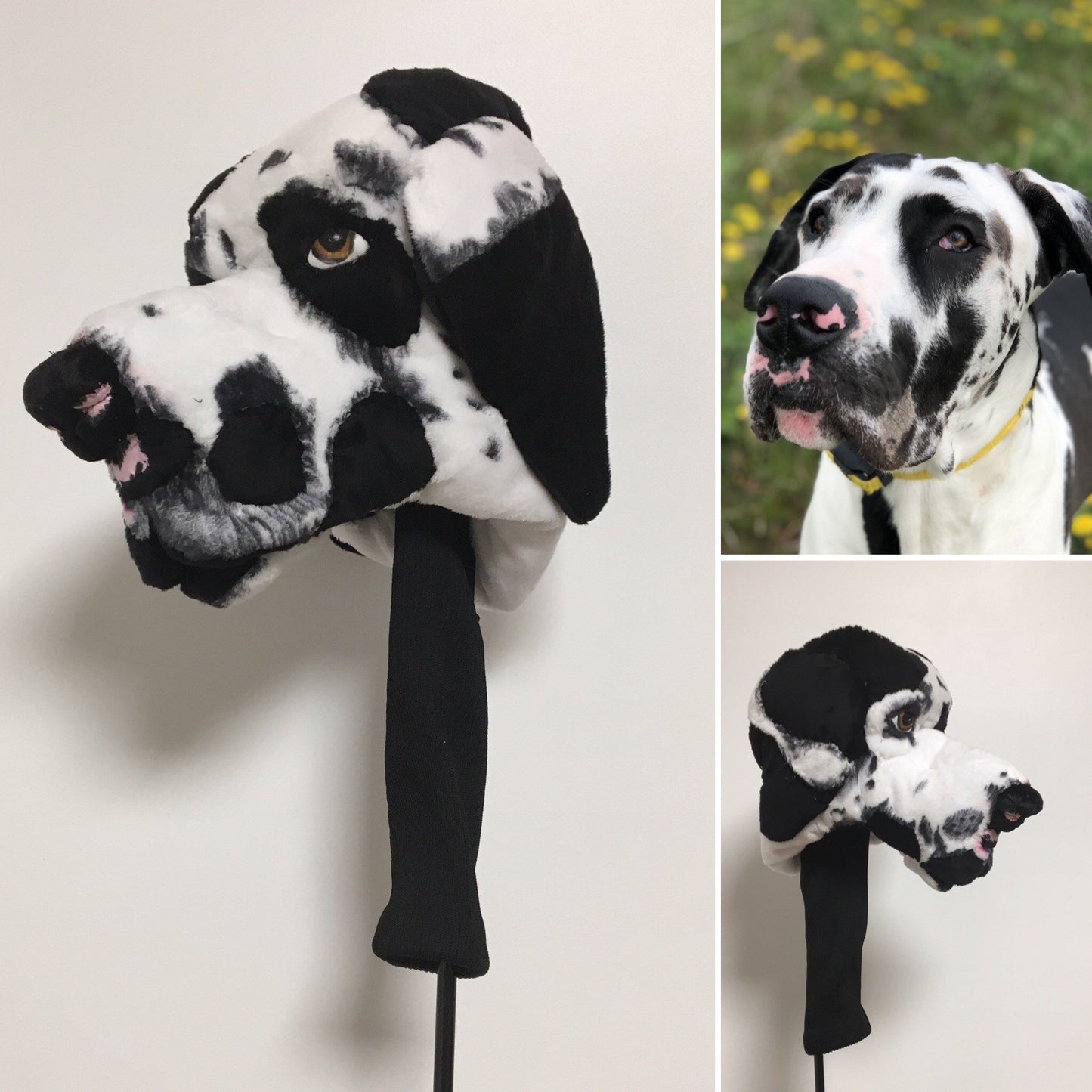 Custom Great Dane Golf Club Headcover, Handcrafted Dog Portrait Driver Cover