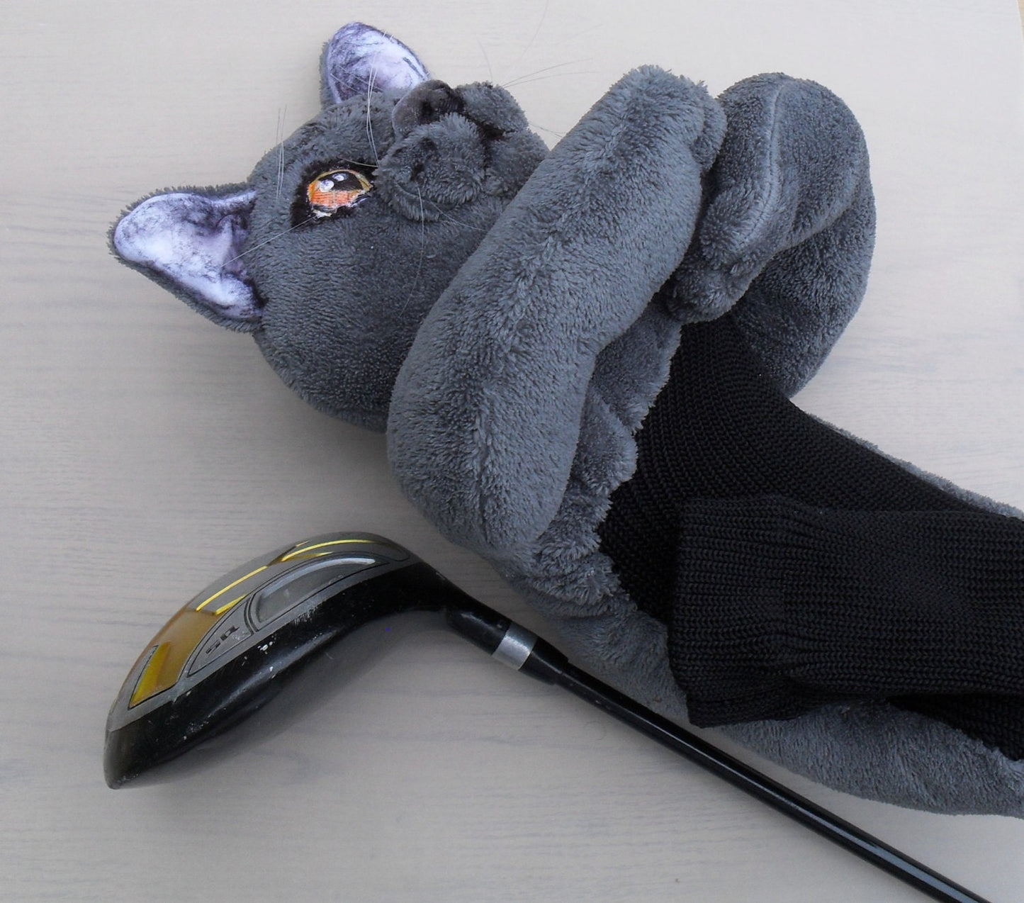 Custom British Shorthair Cat Golf Club Headcover- Handcrafted Pet Portrait Driver Cover