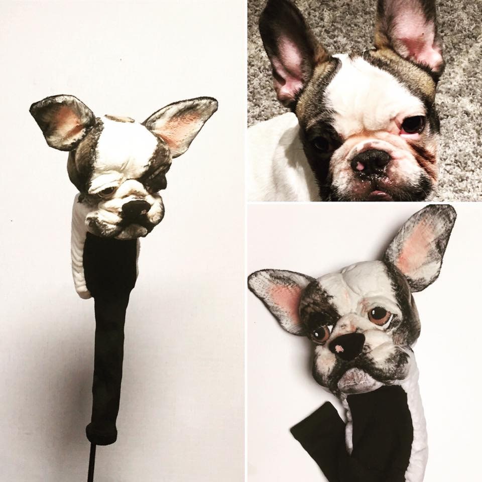 Custom French Bulldog Golf Headcover – Personalised Dog Portrait Golf Club Cover – Unique Gift for Dog Lovers