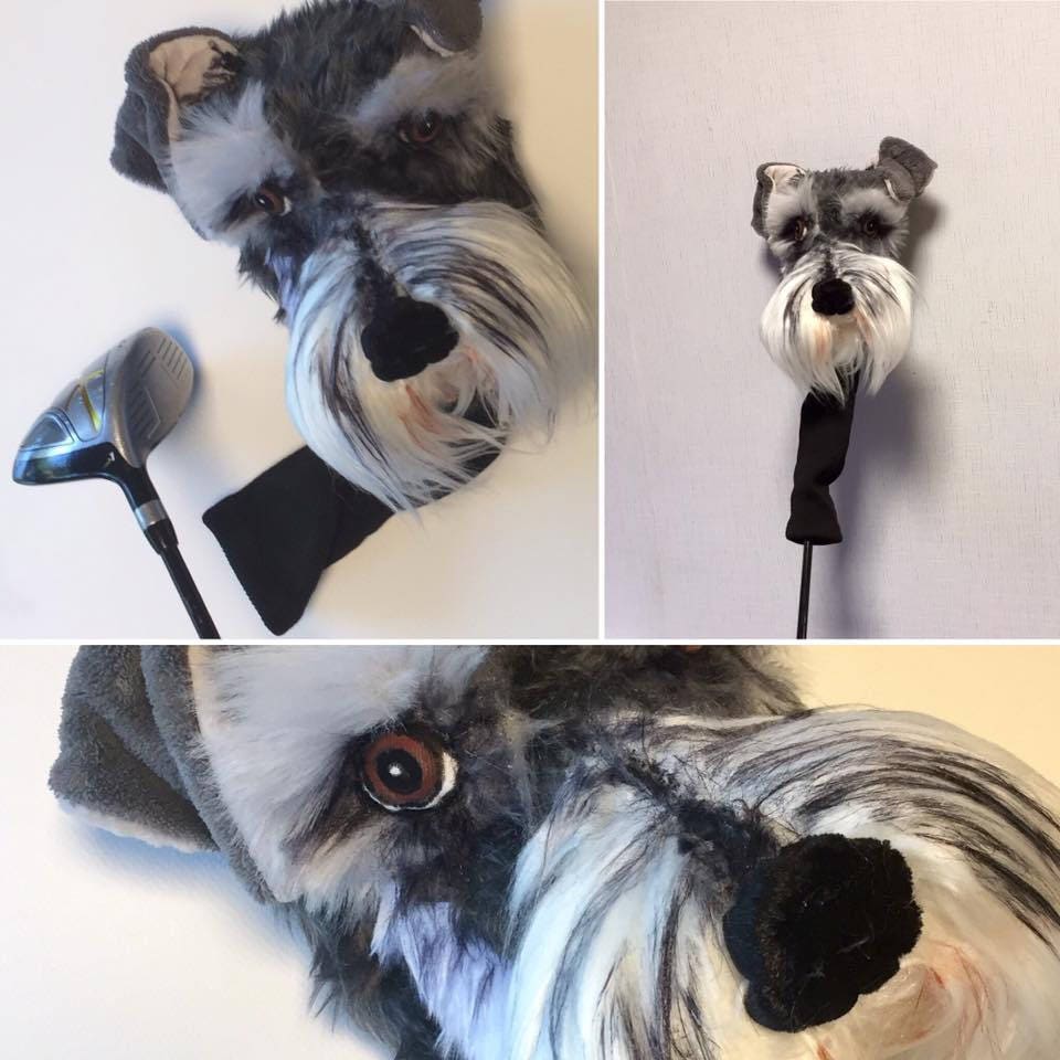Schnauzer Golf club headcover ,Custom  DOG portrait   ,golfer gift