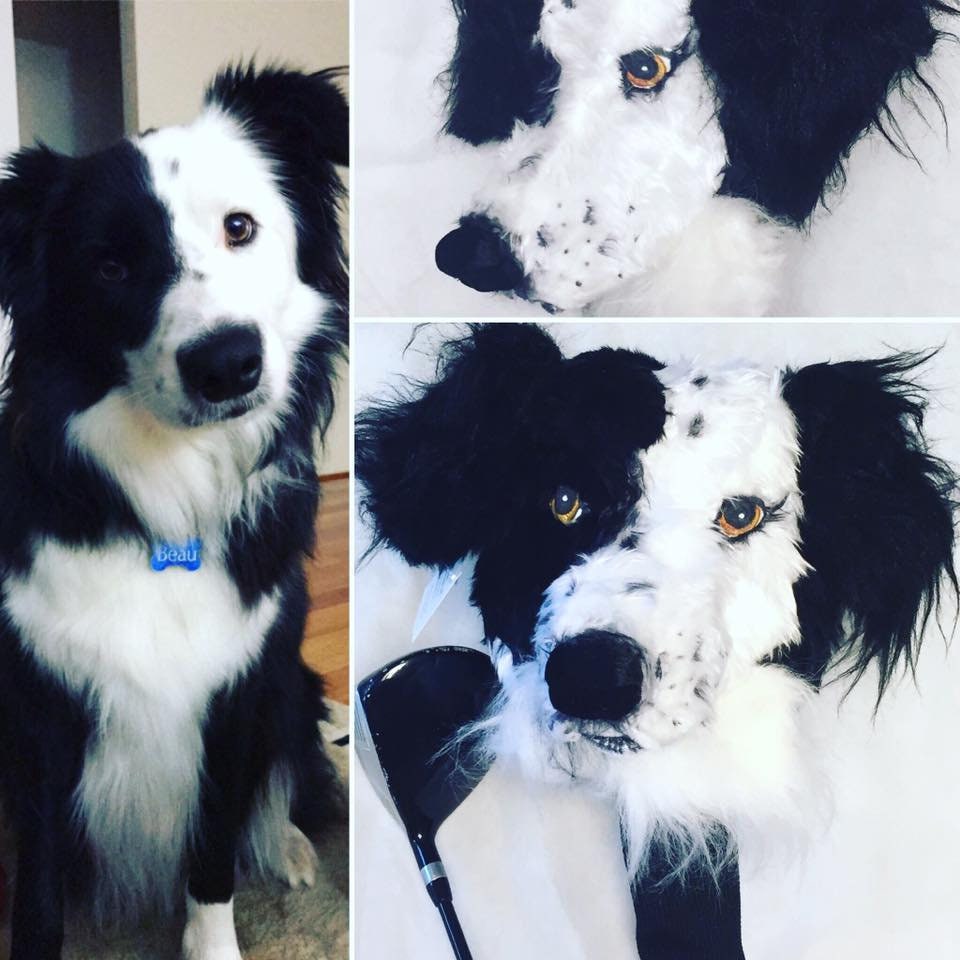 Custom Border Collie Golf Headcover – Personalized Pet Portrait Golf Gift