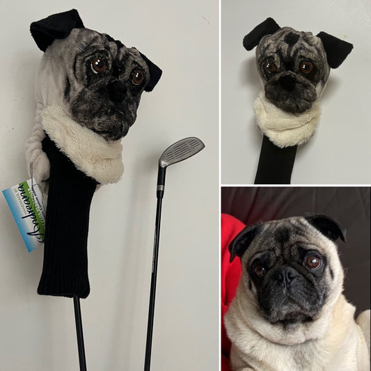 Custom Pug Golf Headcover from Your Photo, Handmade Dog Portrait Driver Cover