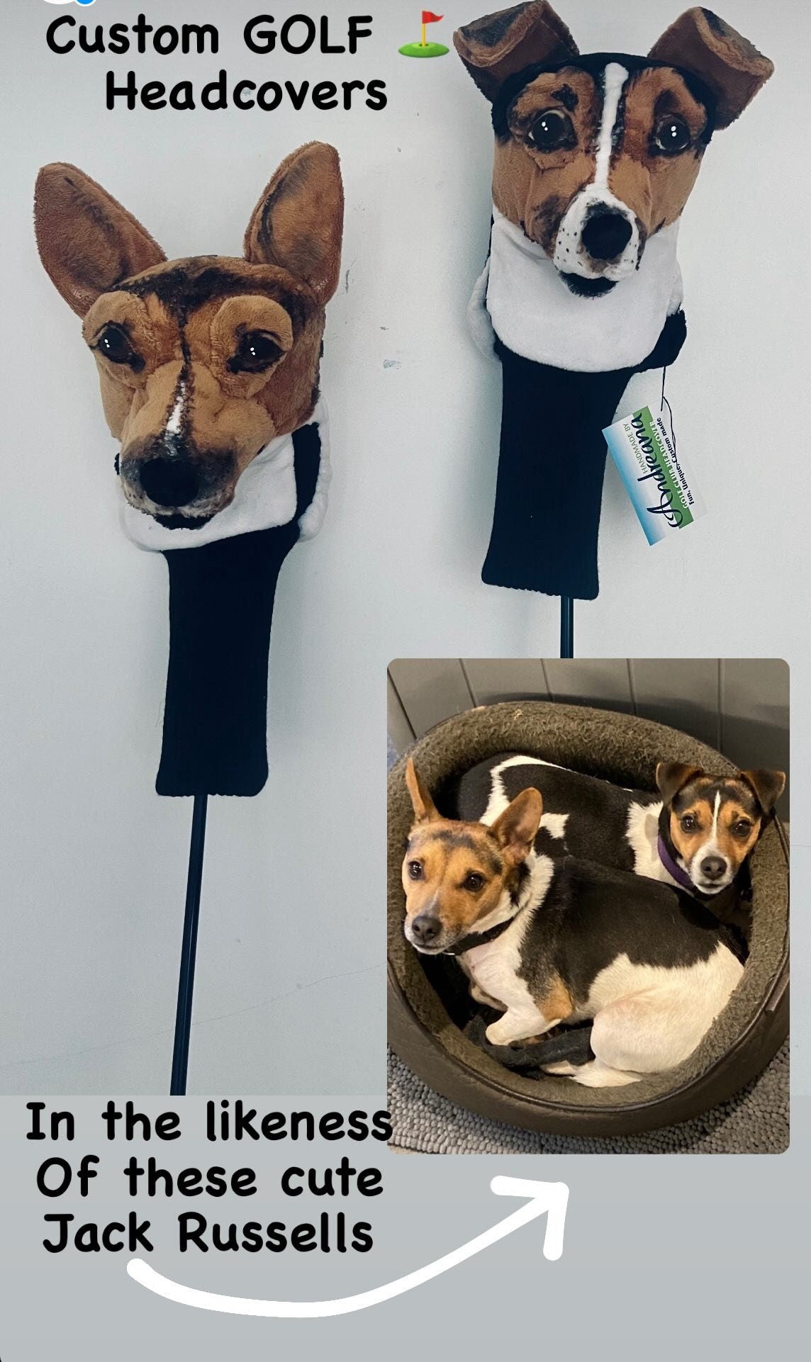 Jack Russell Golf Club Headcover -Custom Dog Portrait